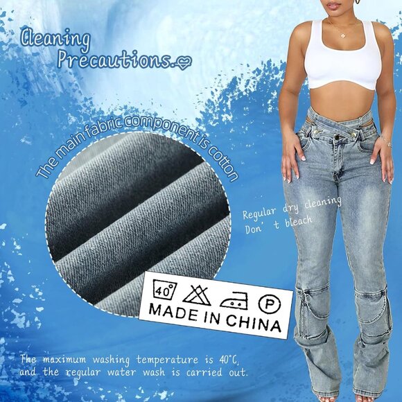 Women High Waist Skinny Jeans Stretchy Denim Double Waist Pockets Casual Wear - Picture 6 of 7